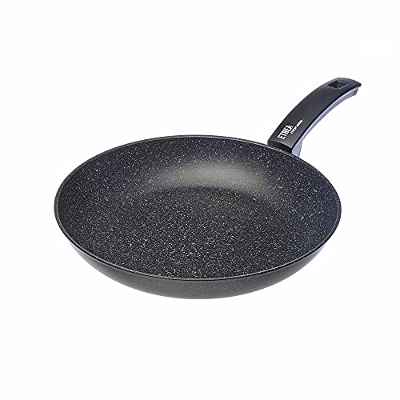 Moneta Sartén Etnea con Superficie de Piedra Antiadherente y con Revestimiento Antirayaduras, Mayoría de Las Cocinas, Apta para el Lavavajillas, Diámetro 32 cm, Aluminio, Negro