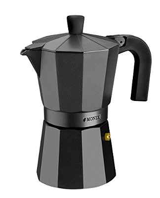 Monix Vitro Noir - Cafetera Italiana de Aluminio, Capacidad 9 Tazas, Apta para Todo Tipo de cocinas Salvo inducción