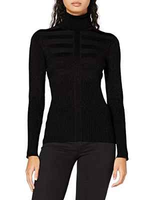 Morgan Pull Manche Longue Col Roulé Lurex Mentosa Suéter, Noir, TM para Mujer