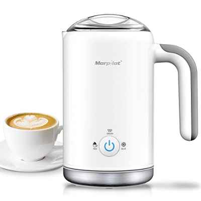 Morpilot Espumador de Leche Eléctrico, 500W Batidora de Leche 3 en 1 - Espuma Caliente/Fría y Calentar Leche para Café Latte Capuchino Nespresso Cacao, 350ML Alta Capacidad,Apagamiento Automático