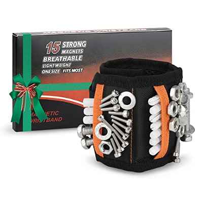 Muñequera Magnetica con 15 Poderosos Imanes de Neodimio,Cinturon De Herramientas De Bricolaje,Que Sostienen Tornillo,Clavos,Perno,Broca,ideas de regalos para el marido, papá, novio, mujer, Manitas