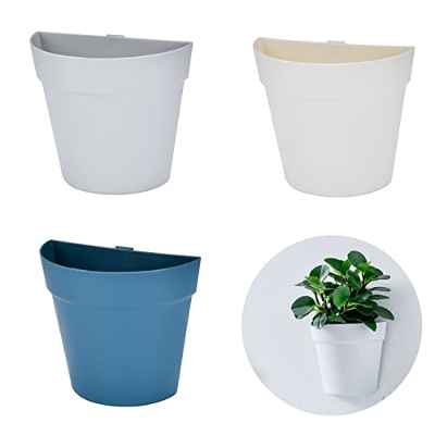 N-D Florero de Maceta Montado en la Pared Las Macetas de Interior,la Decoración de Paredes, la Decoración de Balcones, se Pueden Utilizar para Decorar Bonsáis de Interior, Uno en Azul, Gris y Blanco.