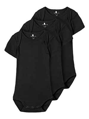 NAME IT NBNBODY 3P SS Solid Black 2 Noos Body, 50 (Pack de 3) para Bebés