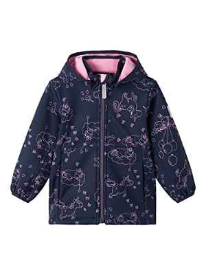 NAME IT Nmfmalta Unicorn-Chaqueta Softshell, Azul Oscuro (Dark Sapphire), 104 cm para Niñas