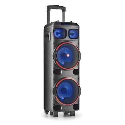 NGS Wild Dub 1 - Altavoz portátil de 300W Compatible con Tecnología Bluetooth y True Wireless Stereo, Doble Subwoofer 8” + Doble Tweeter 3"(Micro SD/USB/AUX IN/), Ruedas, Color Negro