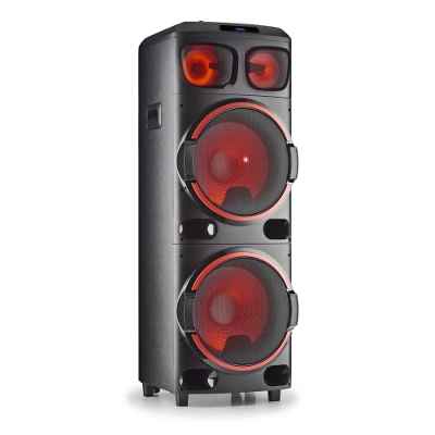NGS Wild Dub 3 - Altavoz portátil de 1200W, Compatible con Tecnología Bluetooth y True Wireless Stereo, Doble Subwoofer 15” + Doble Tweeter 6" (Micro SD/USB/AUX IN/), Color Negro
