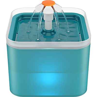NICREW Fuente para Gatos 2L Silenciosa, Bebedero Gatos con 3 Tipos de Flujo, Fuente Gatos con Triples Filtraciones, Fuente de Agua para Gatos (Ciano)