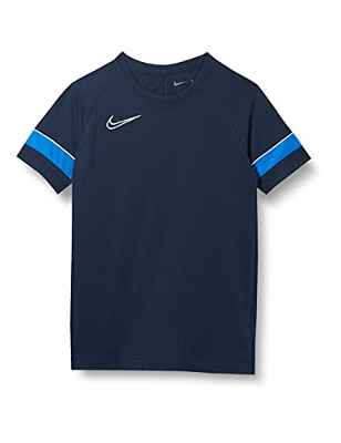 NIKE CW6103 Y NK Dry ACD21 Top SS T-Shirt Unisex-Child Obsidian/White/Royal Blue/White L