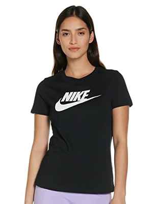 NIKE W NSW tee ESSNTL Icon Futura Camiseta de Manga Corta, Mujer, Negro (Black/White), M