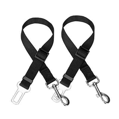 Nobleza - Cinturón de Seguridad de Coche para Perros, 2 x Perros Correa Seguridad, Universal Ajustable Nylon Cinturon Perro Coche, Duradero Cinturón de Seguridad de Coche, 2pcs/Pack, 45-60cm, Negro