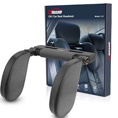 Oasser Reposacabezas Coche，Reposacabezas Coche para Niño, Negro Ajustable Reposa cabezas Coche, Almohada de cuello para Adultos CA1 Negro y Beige (negro)