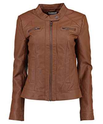 Only Bandit PU Biker Chaqueta, Marrón (Cognac), 40 (L) para Mujer