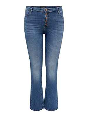 ONLY CARMAKOMA Carlaola HW Retro Flared Btn Azg855 Jeans, Medio De Mezclilla Azul, 48W x 32L para Mujer