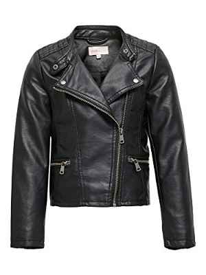 Only KONFREYA Faux Leather Biker OTW Noos Chaqueta de Cuero sintético, Negro, 128 para Niñas