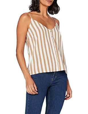 Only Onlastrid Singlet Wvn Noos Camiseta sin Mangas, Cloud Dancer Beige Stripe, 34 para Mujer