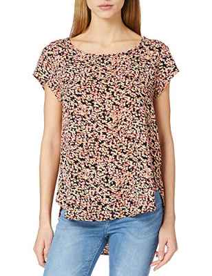 Only Onlvic SS AOP Top Noos Wvn Camiseta, Black/AOP:Scarlet Neon Ditsy, 44 para Mujer