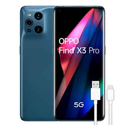 OPPO Find X3 Pro 5G - Teléfono Móvil libre, 12GB+256GB, Cámara 50+50+13+3 MP, Smartphone Android, Batería 4500mAh, Carga Rápida 65W, Dual SIM, Cable USB extra - Negro