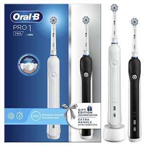 Oral-B Pro 1 790 Sensitive Cepillos de Dientes Eléctricos (Pack de 2) con Mangos Recargables Blanco y Negro