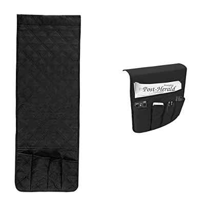 Organizador de Reposabrazos para Sofá—Soporte para Mando a Distancia de TV, Bolsa de Almacenamiento Junto a la Cama para Libros, Teléfonos Celulares, Controles Remotos, etc., 1 Pieza, Color Negro.