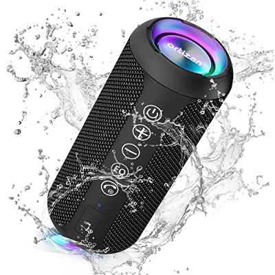 Ortizan Altavoz Bluetooth, Altavoz Exterior Inalámbrico Portátil a Prueba de Agua con Luces de Camping, Estéreo de 12 W y Tiempo de Reproducción de 30 H,Alcance Bluetooth de 20 m, tarjeta TF AUX