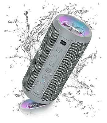 Ortizan Altavoz Bluetooth Potente Portatil X10P Gris con Luz LED de Color Hay Volumen Alto y Graves Potentes, Batería Grande 2600mAh Apoya Reproducción de Música 30H, Bluetooth 5.0 y IPX7 Impermeable
