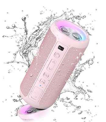 Ortizan Altavoz Bluetooth Potente Portatil X10P Rosa con Luz LED de Color Hay Volumen Alto y Graves Potentes, Apoya Reproducción de Música 30H, Bluetooth 5.0 y IPX7 Impermeable