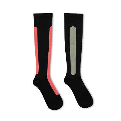 OSTRICHPILLOW - Calcetines de compresión de bambú para mujer y hombre | Viajes, deportes, trabajo | Circulación en la rodilla | (Mediano, Rojo ocaso/Verde oliva)