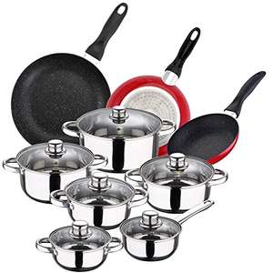 Pack de 3 sartenes Ø16CM Ø20CM Ø24CM + Batería de cocina de 12 piezas SAN IGNACIO