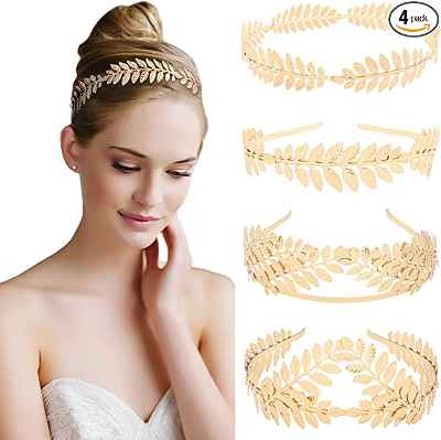 Pack de 4 diademas Teruntrue de hojas doradas 
