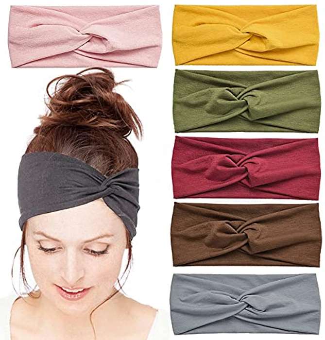 Pack de 6 diademas anchas para mujer, suaves y elásticas