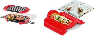 Pack Lékué microwave grill, estuche de vapor y libro de recetas
