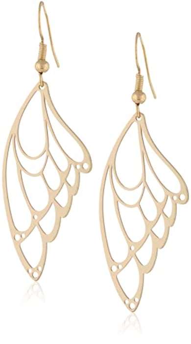 Pendientes ala de mariposa chapados en oro 14k