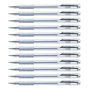 Pentel 0.8mm Gel Metálico Plata 12 unidades