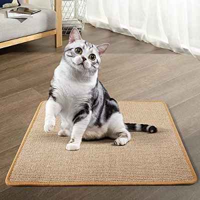 PETTOM Estera para Rascar el Gato, Afilador de uñas de sisal para Mascotas 60×60cm, Tabla de Rascar para Mascotas (marrón)