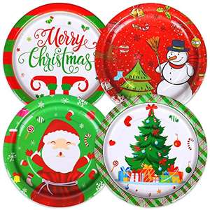 Platos de Cena para Fiesta de Navidad, 90 pcs Vajilla de papel con 6 patrones diferentes