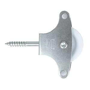 Polea con Roldana de Plástico de ø39 mm, para Tendederos de Ropa, para Uso Exterior, Acero Zincado, con Tornillo de Sujeción y Guías