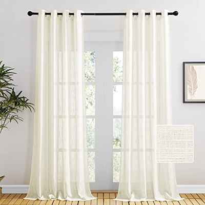 PONY DANCE Cortinas Semitransparentes para Ventanas Dormitorio Infantil Cortinas Salon Modernas 2 Piezas, Cortina Infantil Beige Claro, 140 x 260 CM