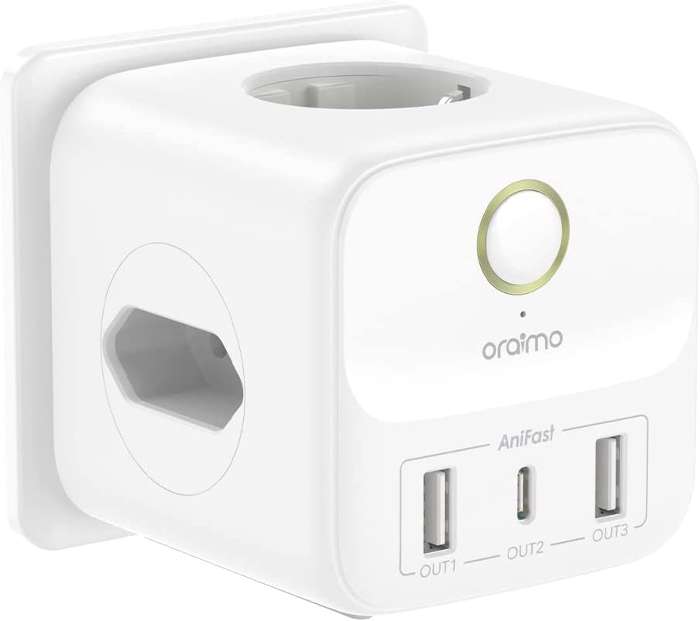  Powercube 2 Puertos USB +USB C 20W +3 Tomas