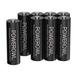 POWEROWL Pilas Recargables AA, Alta Capacidad 2800mAh 1.2V NI-MH AA Pilas Recargables Baja Autodescarga para Equipos Domésticos