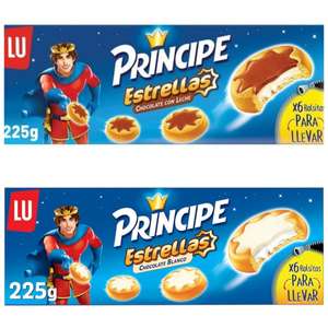 Príncipe Estrellas Galletas Rellenas de Chocolate con Leche o Chocolate Blanco en Forma de Estrella 225g