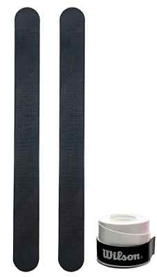 Protector para Pala de Padel Transparente Pack de Dos Unidades Protectores + Overgrip Wilson - Protector Pala Padel Transparente con Acabado Rugoso para Mayor Proteccion 35 x 370 mm (Over Blanco)