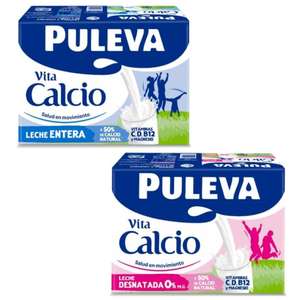 Puleva Leche Vita Calcio Entera o Desnatada, 6 x 1L [Unidad 1'09€]