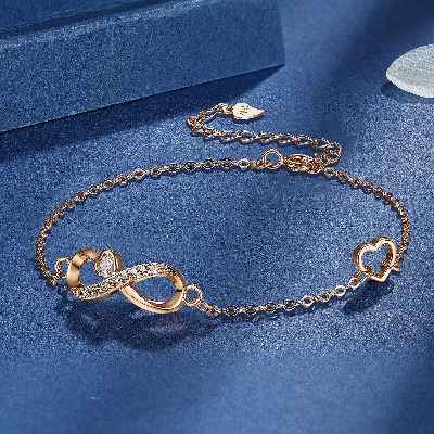 Pulsera Infinito Plata de Ley 925 con Corazón Circonita