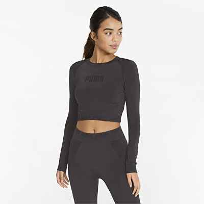 PUMA Evoknit Longsleeve tee Camiseta, Mujer, Black, m
