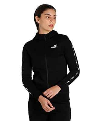 PUMA Sudadera con Capucha Power Tape con Cremallera Completa FL Sudor, Mujer, Negro Black, S