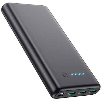 QTshine Batería Externa, 26800 mAh Power Bank Carga Rapida con Entrada Tipo C & 3 Salidas Cargador Portátil con 4 Luces LED Compatible con iPhone iPhone 13/12 /11, Samsung Huawei xiaomi iPad etc