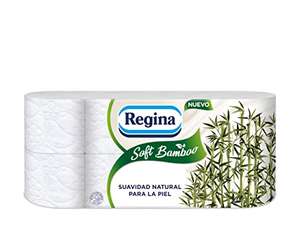 Regina Soft Bamboo-8 Rollos de Papel Higiénico 3 Capas,160 Hojas,Suavidad Natural para tu Piel,Papel higiénico fabricado con Fibras de Bambú