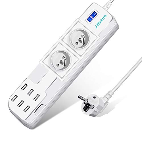 Regleta 2 tomas con 6 USB