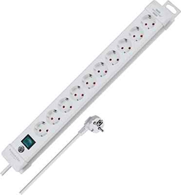 Regleta con 10 tomas de corriente e interruptor