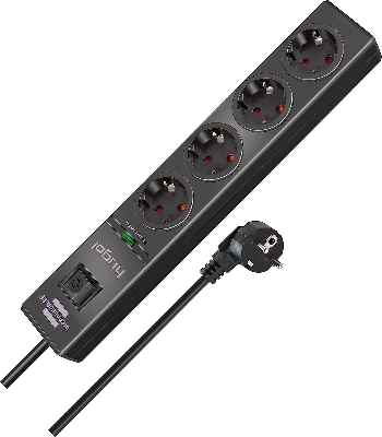 Regleta con 4 enchufes y protección contra sobretensiones